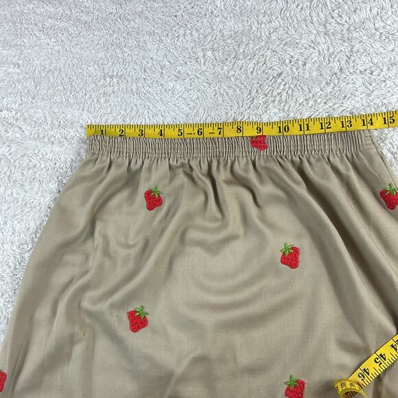Vintage Unbranded Strawberry Embroidered khaki tan midi skirt, size Large - Picture 5 of 8